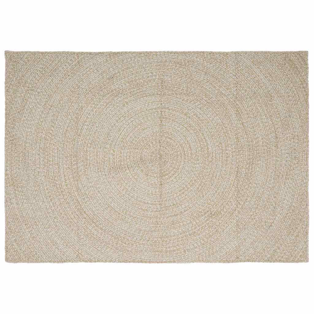 Vidaxl vloerkleden rechthoekig natuurlijk en wit 240 x 340 cm jute