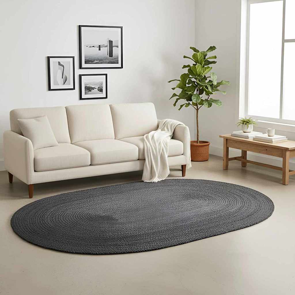 Vidaxl vloerkleden ovaal zwart 122 x 183 cm jute