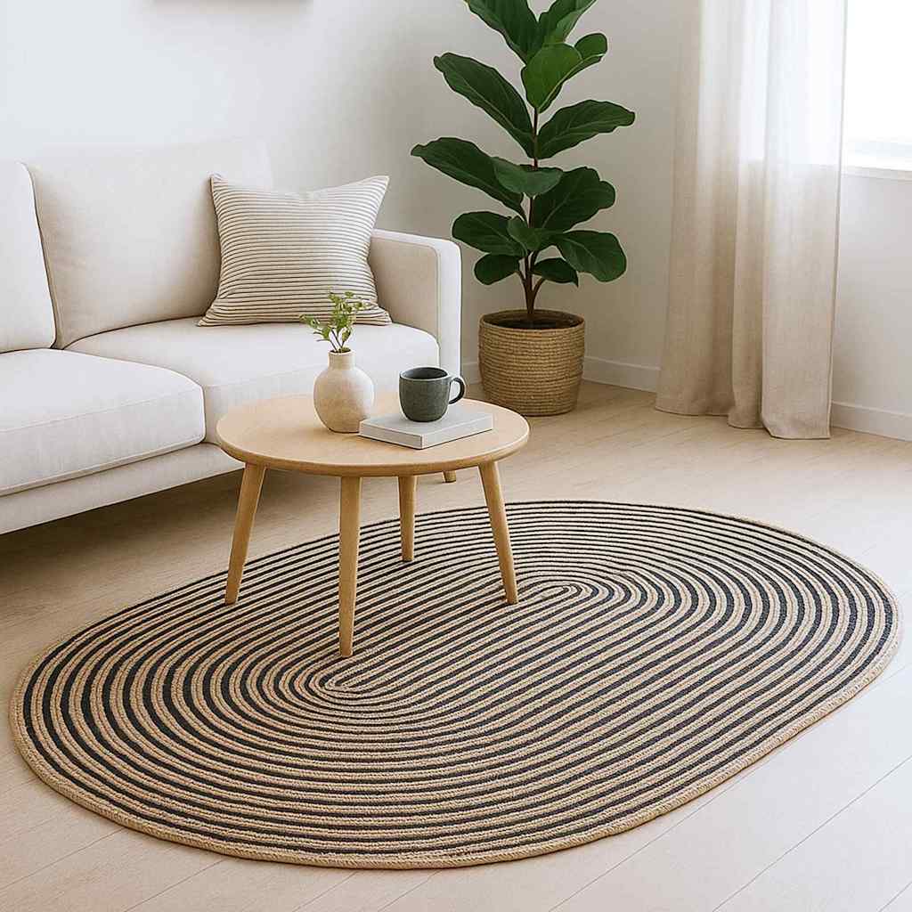 Vidaxl vloerkleed natuurlijk en zwart 122 x 183 cm jute