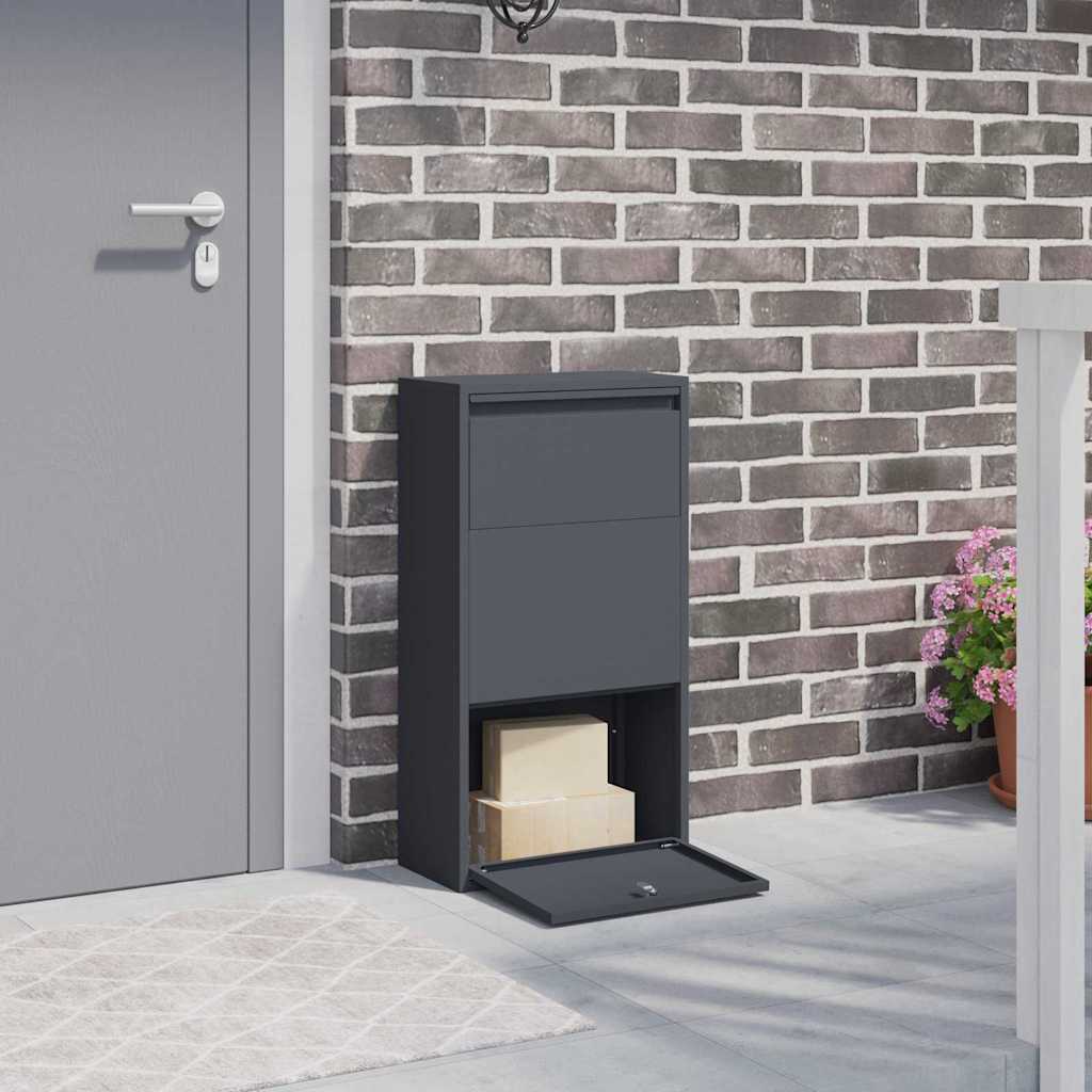 Vidaxl pakket inwerp box met opslag antraciet 44 x 22 x 82 cm staal