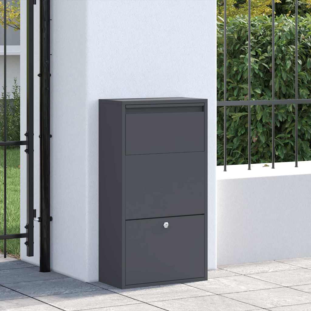 Vidaxl pakket inwerp box met opslag antraciet 44 x 22 x 82 cm staal