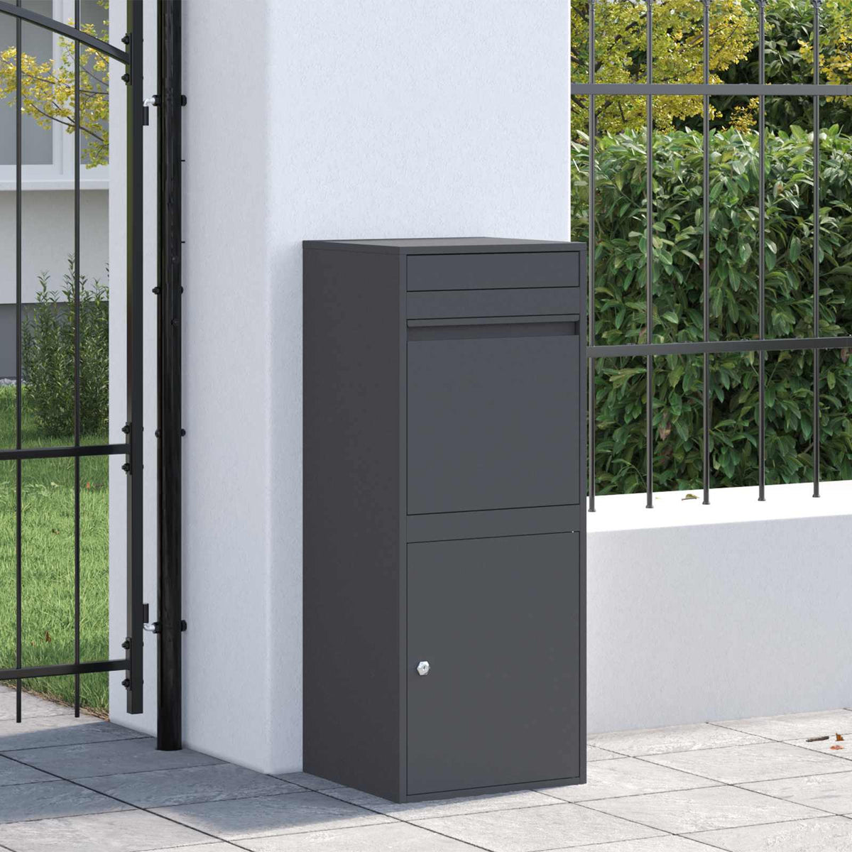 Vidaxl pakket inwerp box met opslag antraciet 41 x 38 x 103 cm staal