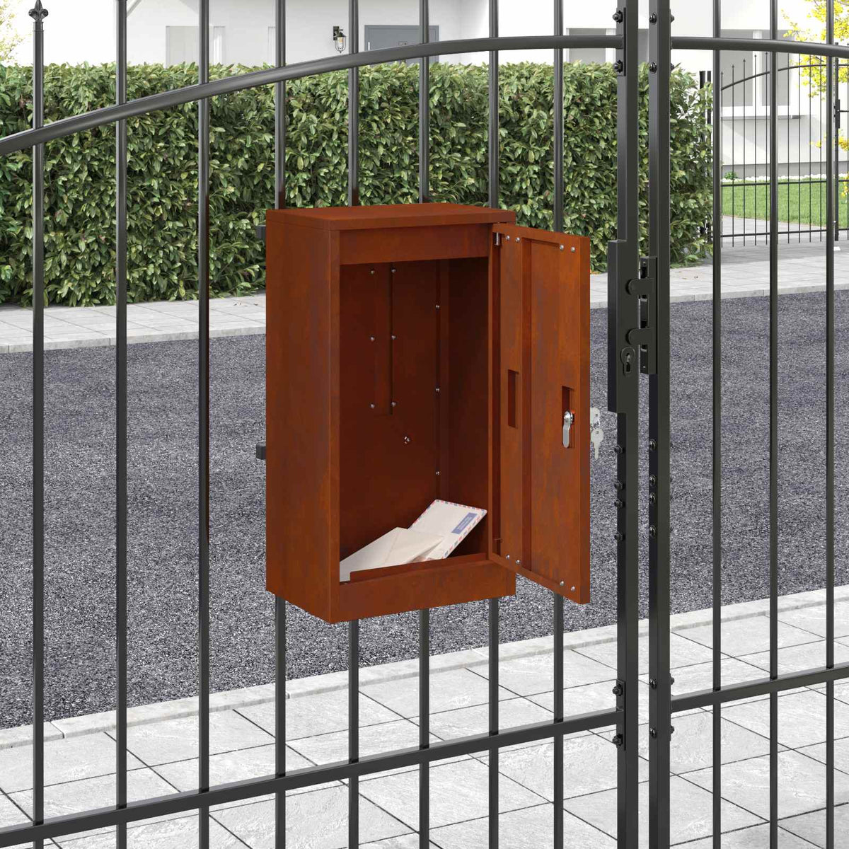 Vidaxl brievenbus met opslag roestig 30 x 20 x 55 cm weervast staal