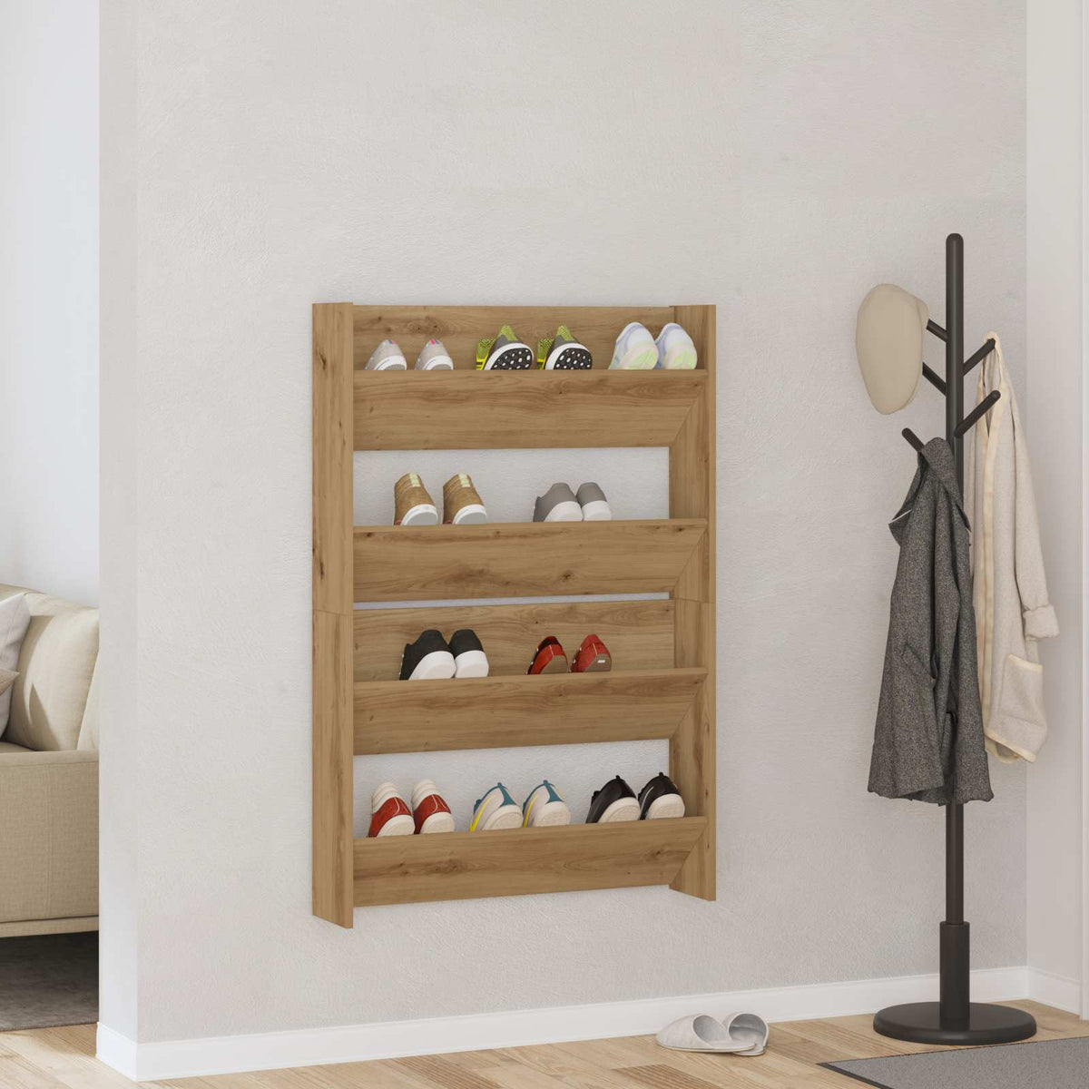 Vidaxl schoenenkast 2 st 81 x 18 x 60 cm bewerkt hout artisanaal eiken