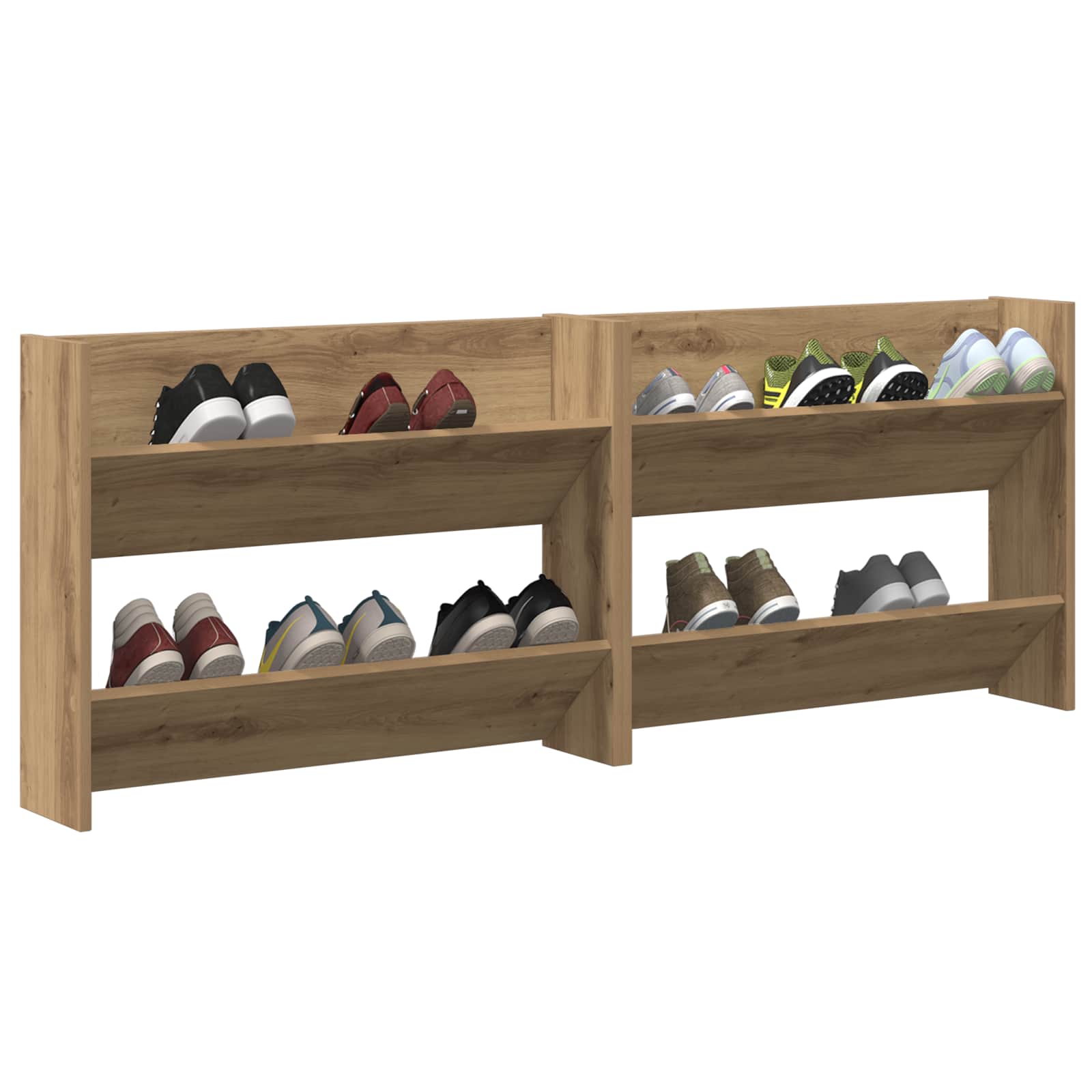 Vidaxl schoenenkast 2 st 81 x 18 x 60 cm bewerkt hout artisanaal eiken