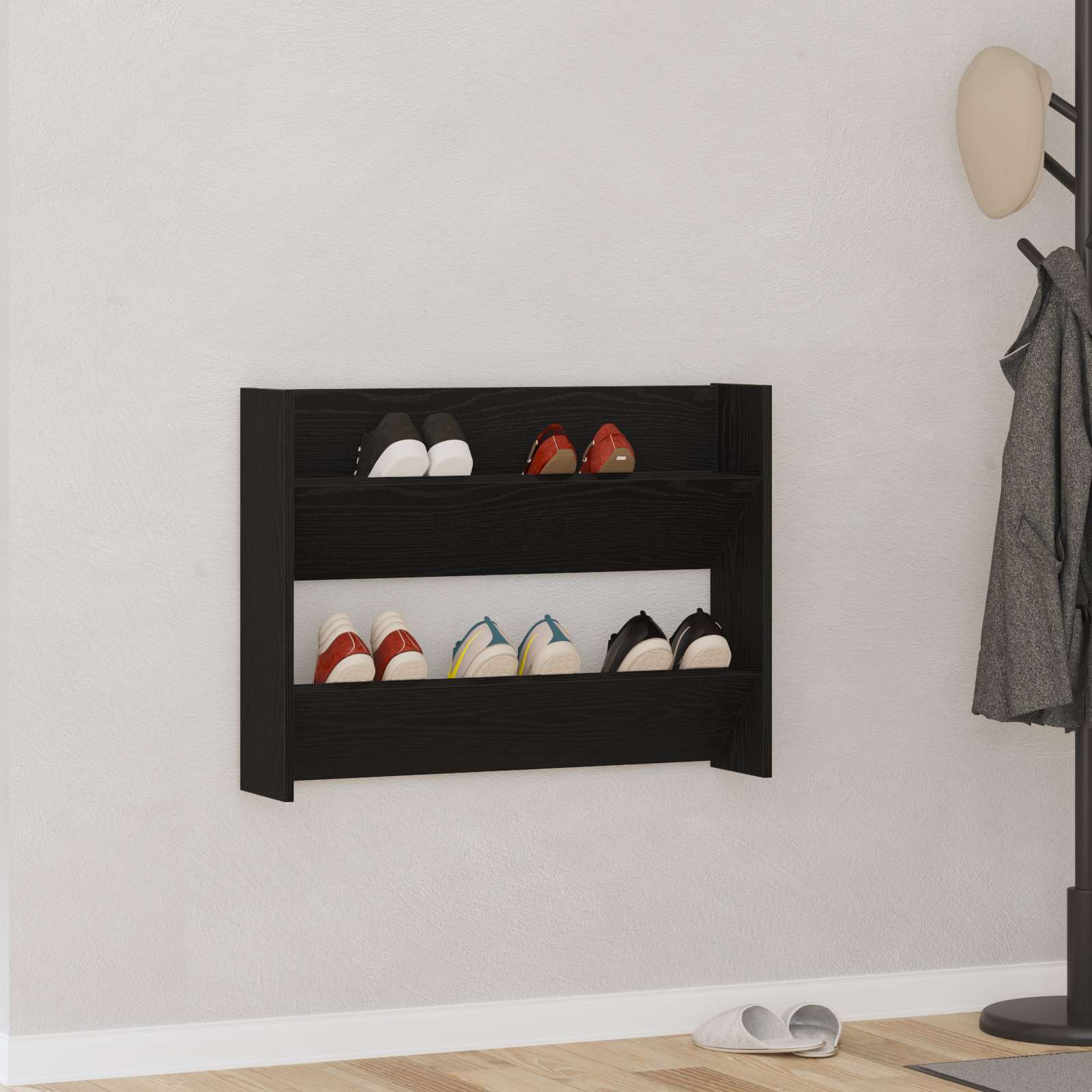Vidaxl schoenenkast 82 x 18 x 60 cm bewerkt hout zwart eiken