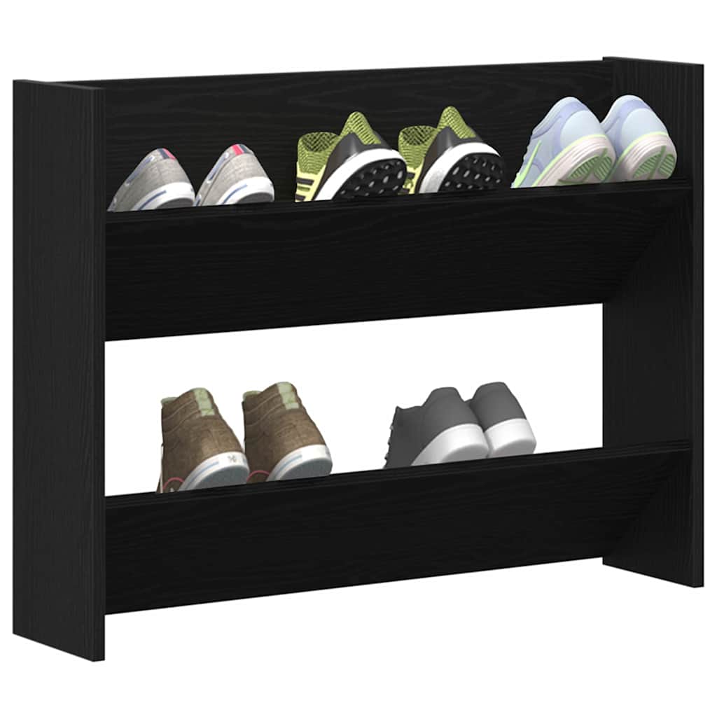 Vidaxl schoenenkast 82 x 18 x 60 cm bewerkt hout zwart eiken