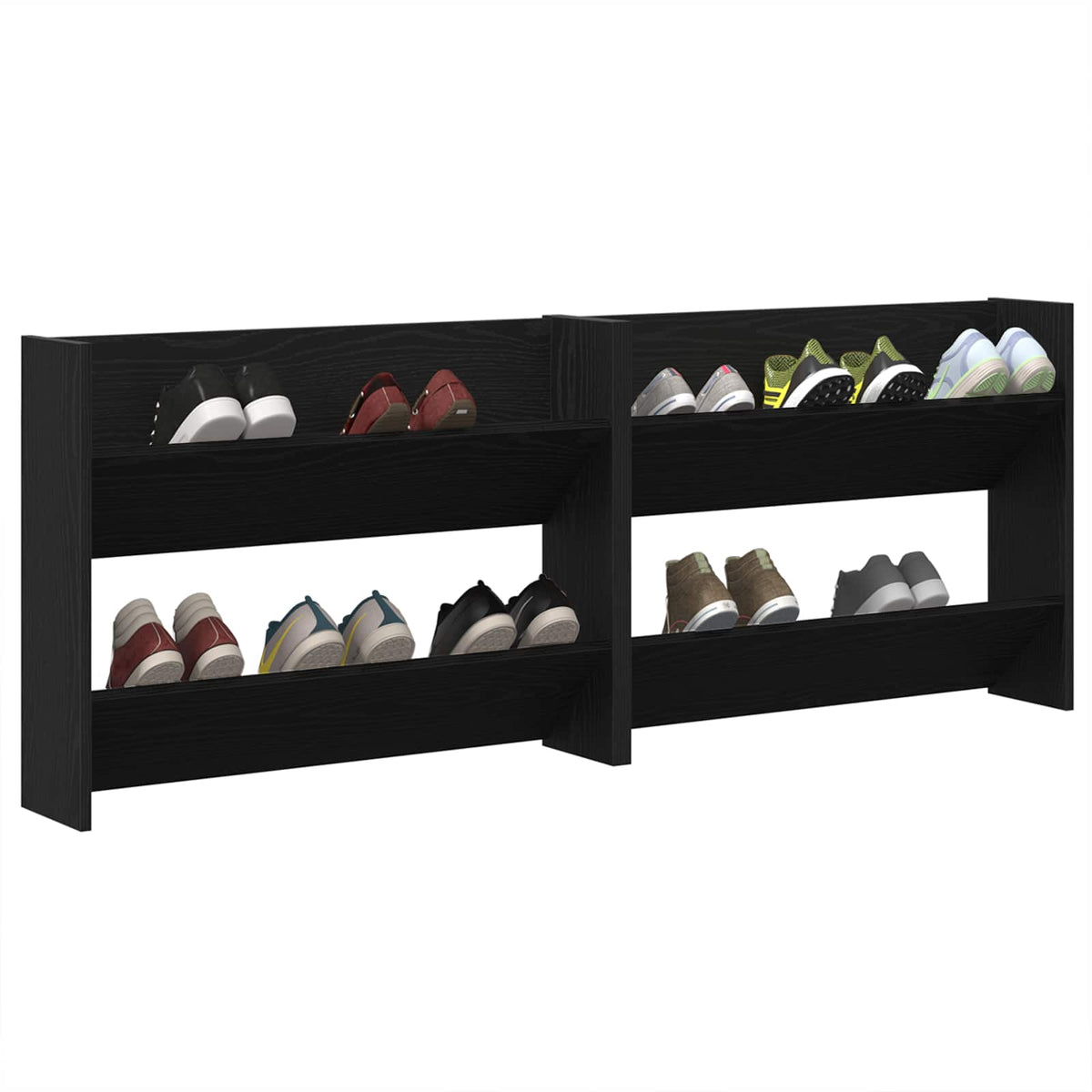 Vidaxl schoenenkast 2 st 83 x 18 x 60 cm bewerkt hout zwart eiken
