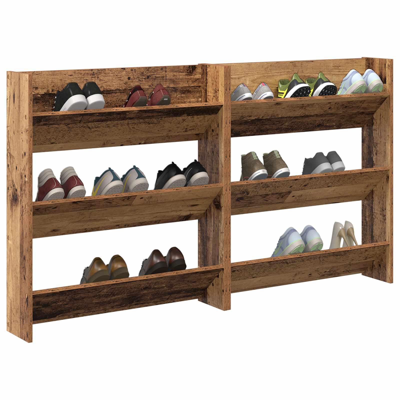 Vidaxl schoenenkast 2 st 84 x 18 x 90 cm bewerkt hout oud hout