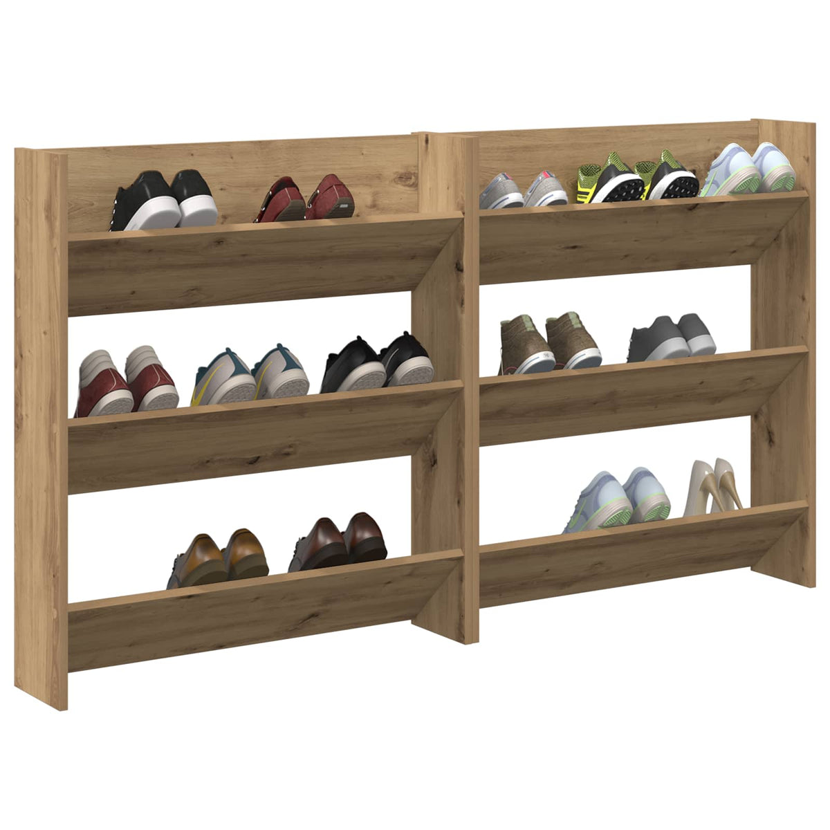 Vidaxl schoenenkast 2 st 85 x 18 x 90 cm bewerkt hout artisanaal eiken