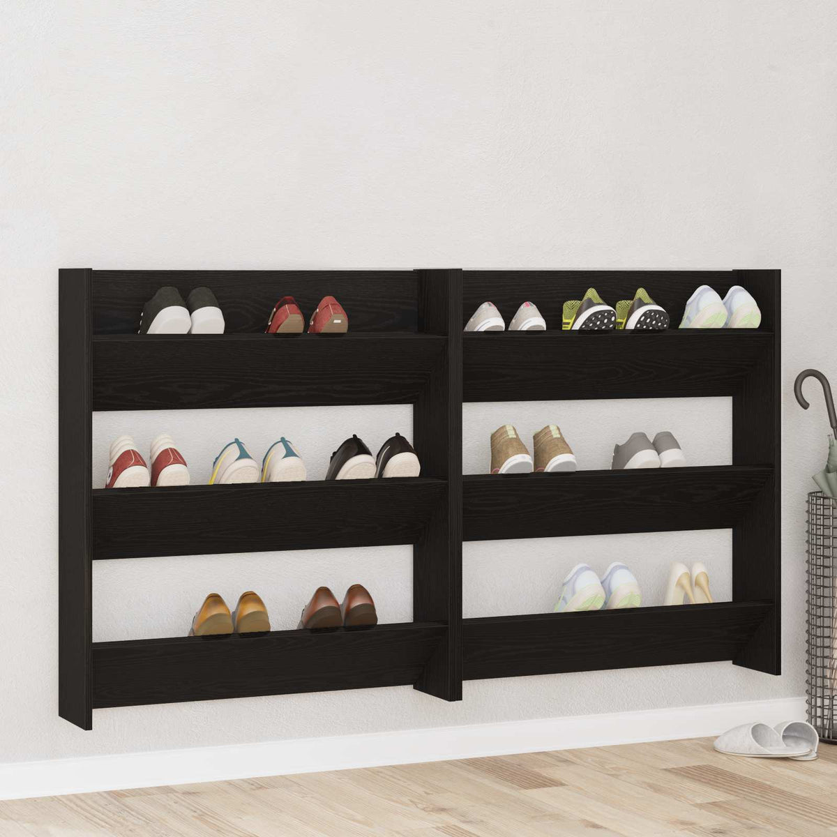 Vidaxl schoenenkast 2 st 86 x 18 x 90 cm bewerkt hout zwart eiken