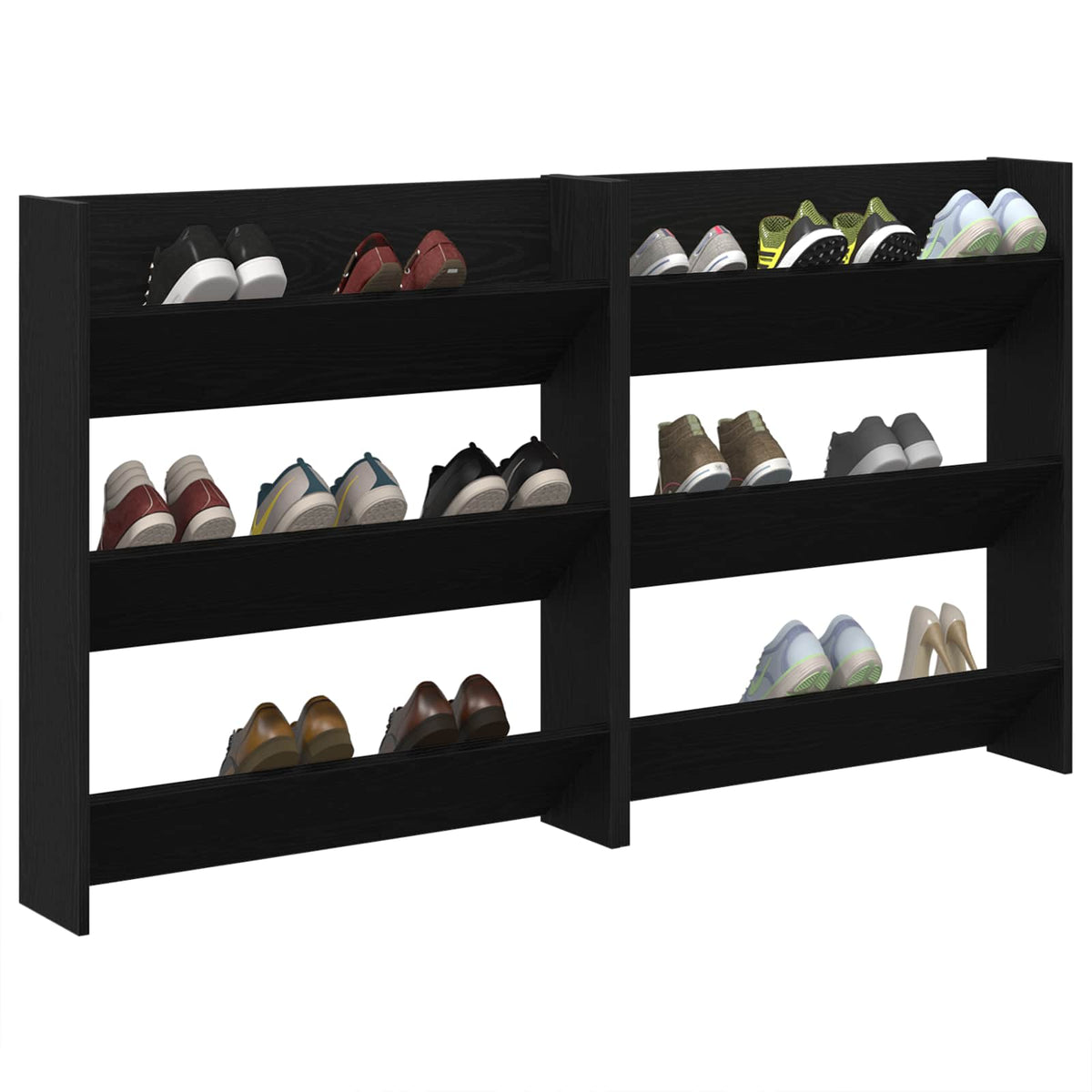Vidaxl schoenenkast 2 st 86 x 18 x 90 cm bewerkt hout zwart eiken