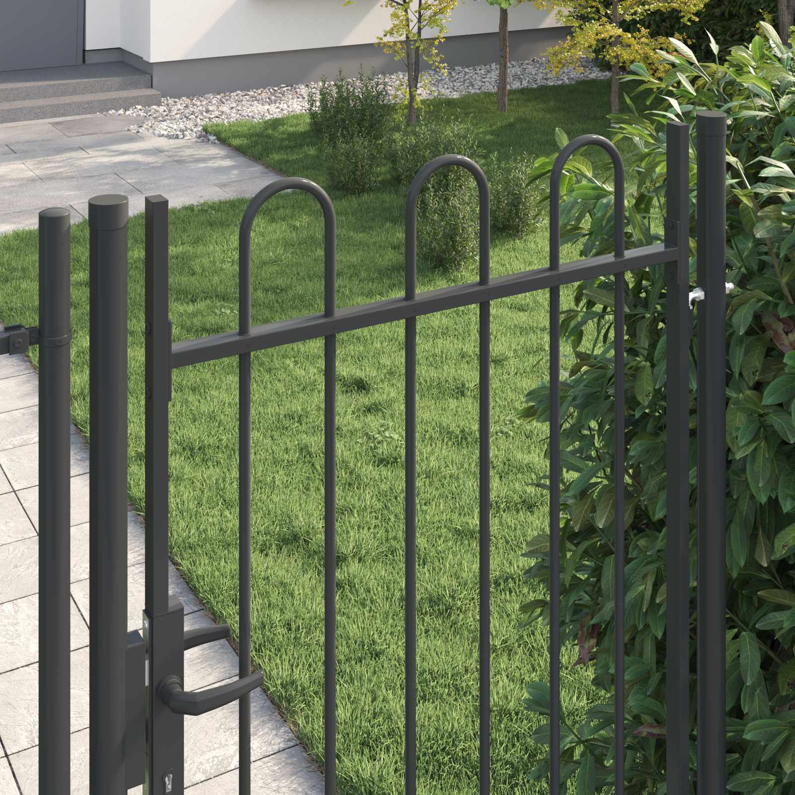 Vidaxl hekpoort boxtel 103 x 225 cm gepoedercoat staal grijs