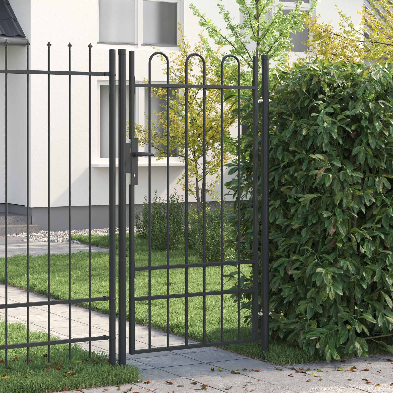 Vidaxl hekpoort boxtel 103 x 225 cm gepoedercoat staal grijs