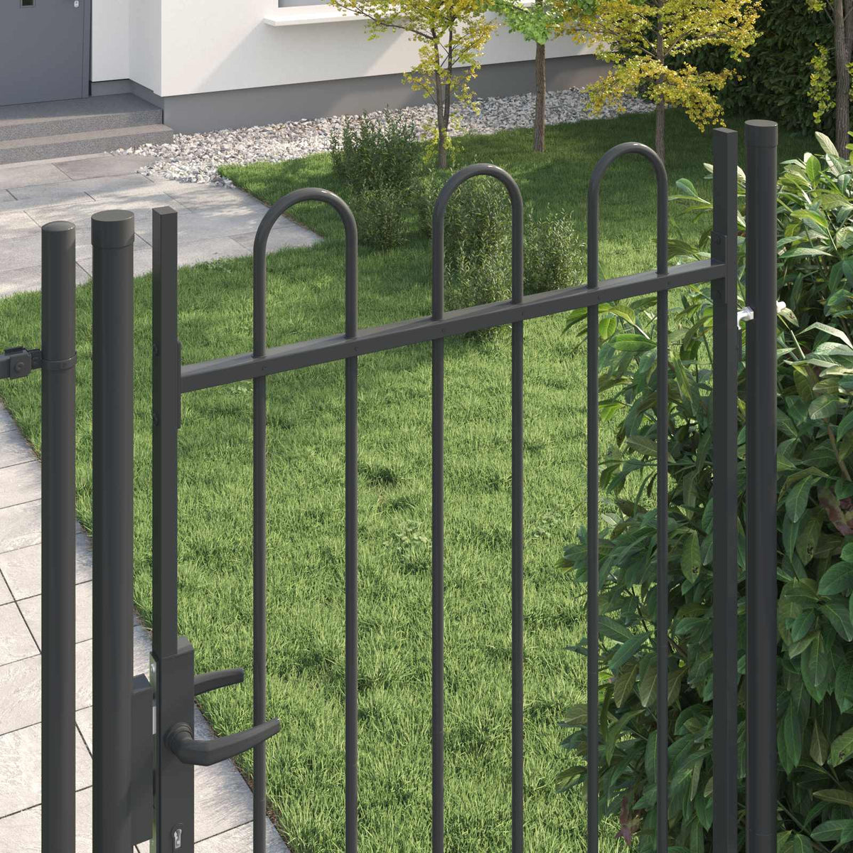 Vidaxl hekpoort boxtel 103 x 250 cm gepoedercoat staal grijs