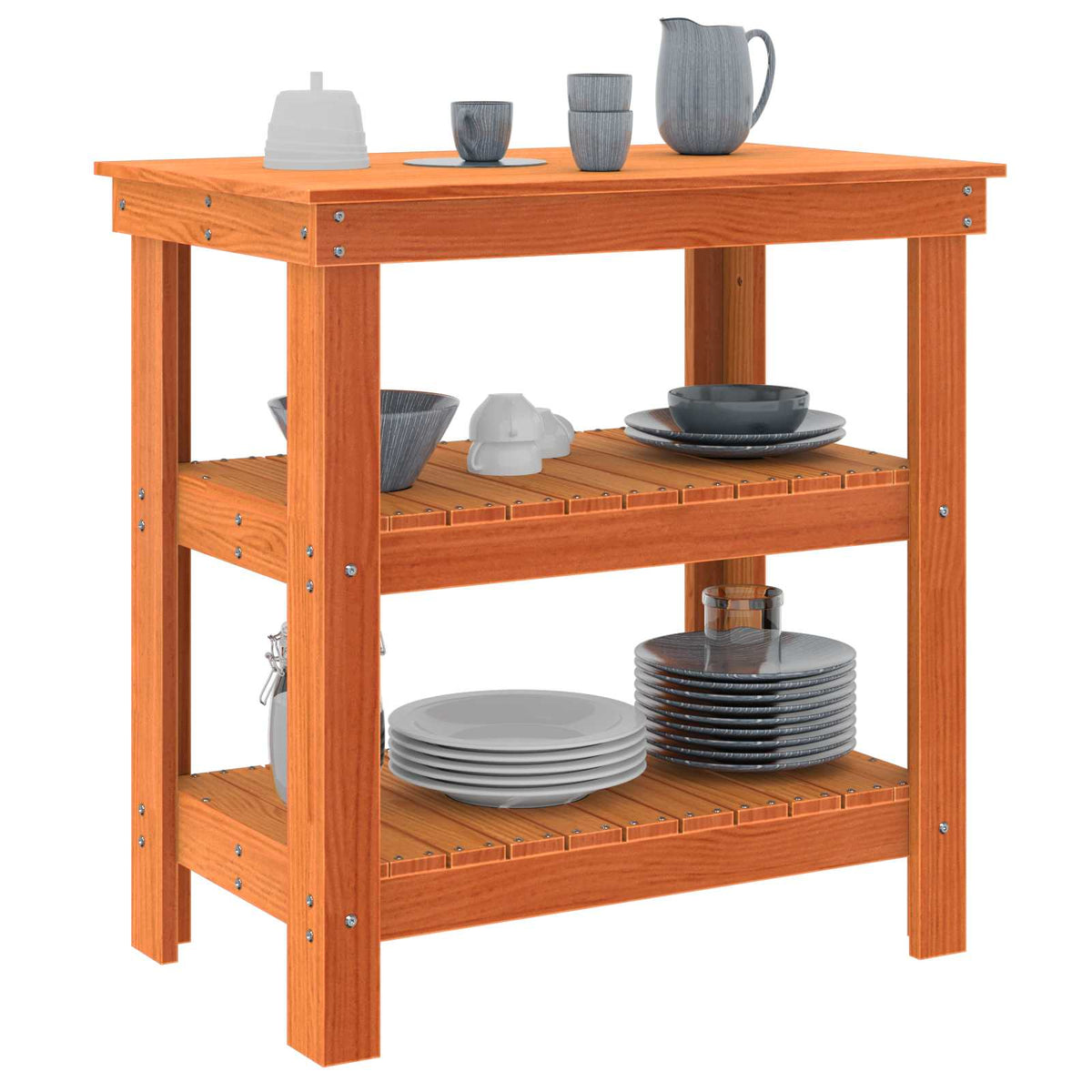 Vidaxl werkbank met plank 78,5 x 50 x 80 cm massief grenenhout