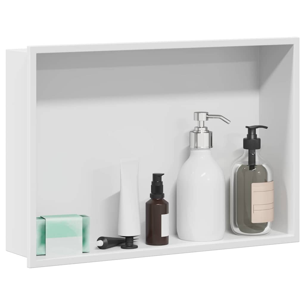 Vidaxl douche niche wit 45 x 30 x 9,5 cm roestvrij staal