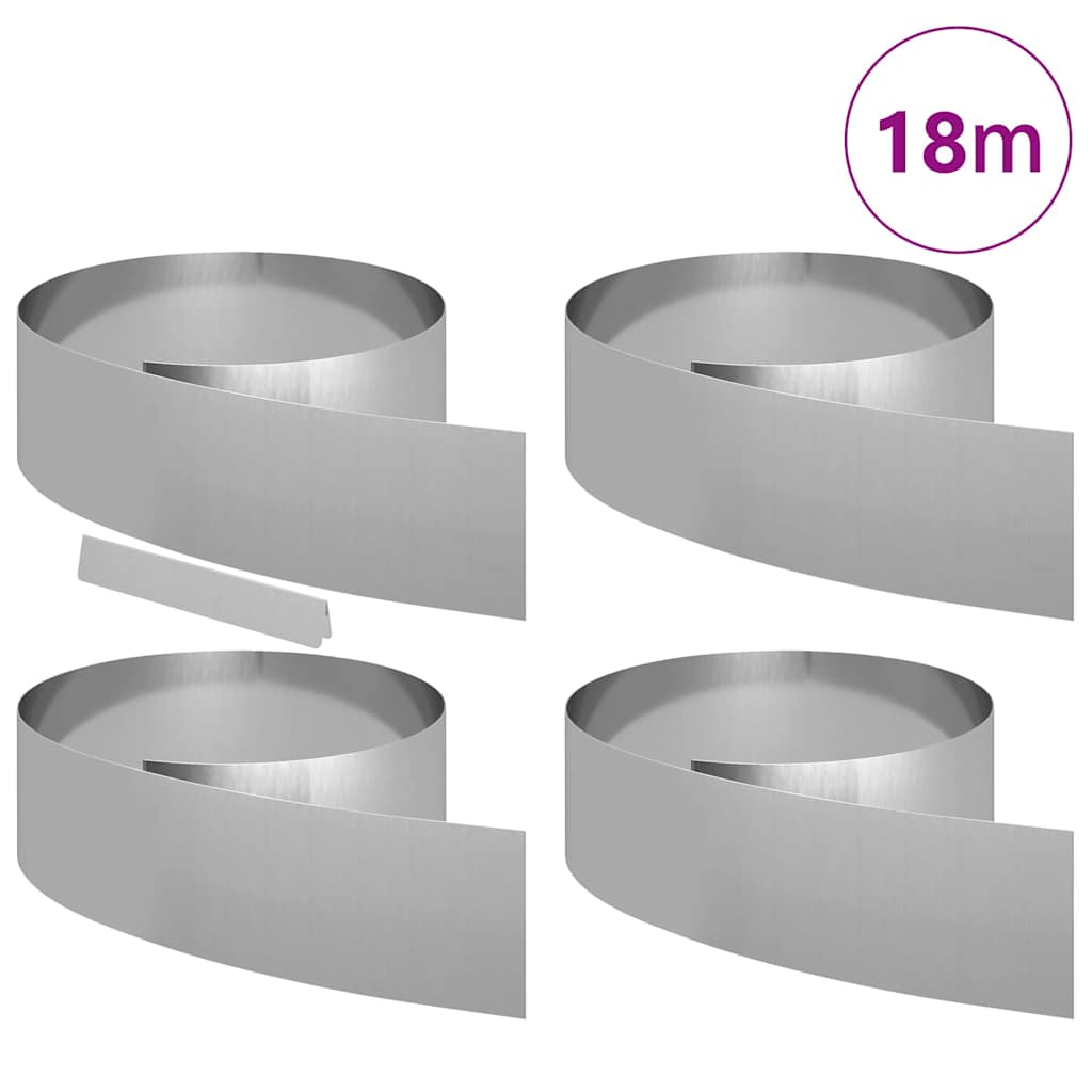 Vidaxl tuinrand 4 pcs zilver 450 x 0.05 x 15 cm gegalvaniseerd staal