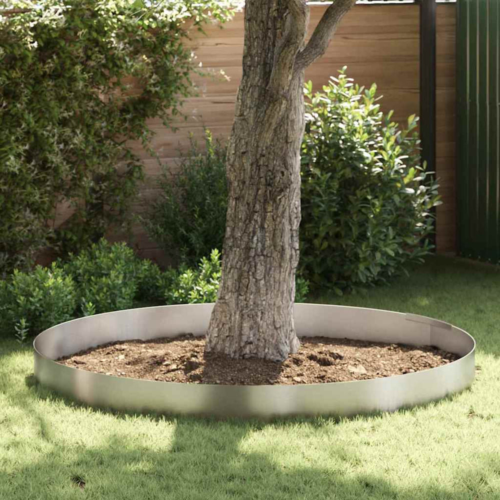 Vidaxl tuinrand zilver 450 x 0.05 x 15 cm roestvrij staal