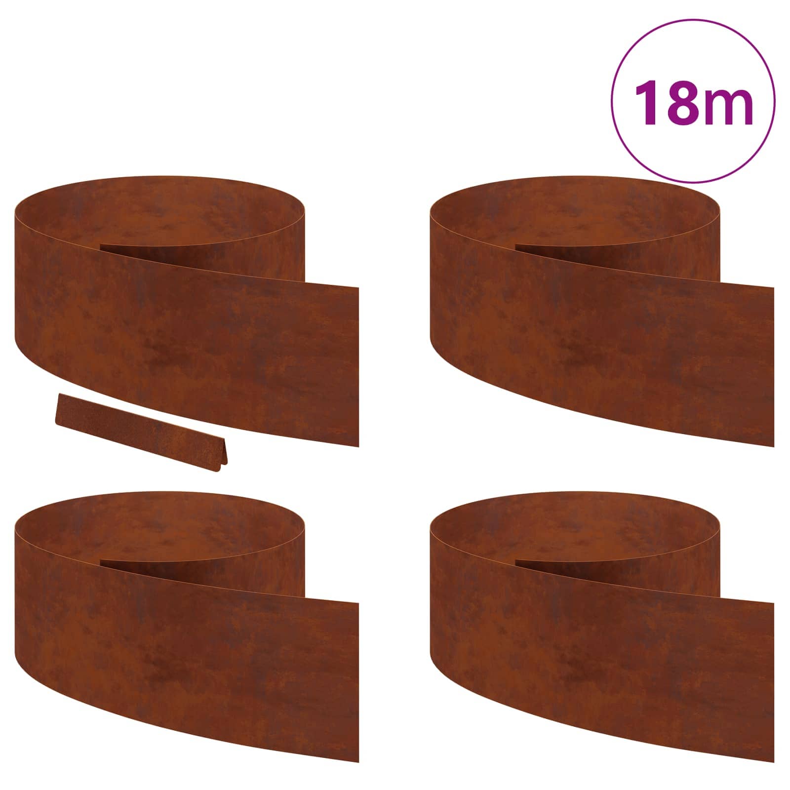 Vidaxl tuinrand 4 pcs roestig 450 x 0.05 x 15 cm cortenstaal