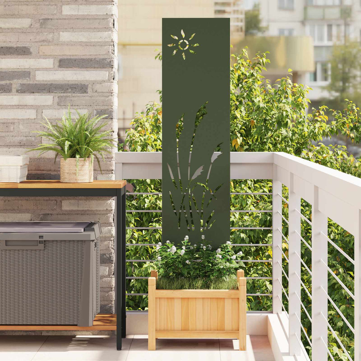 Vidaxl tuin privacy screen olijfgroen 32 x 140 cm koudgewalst staal