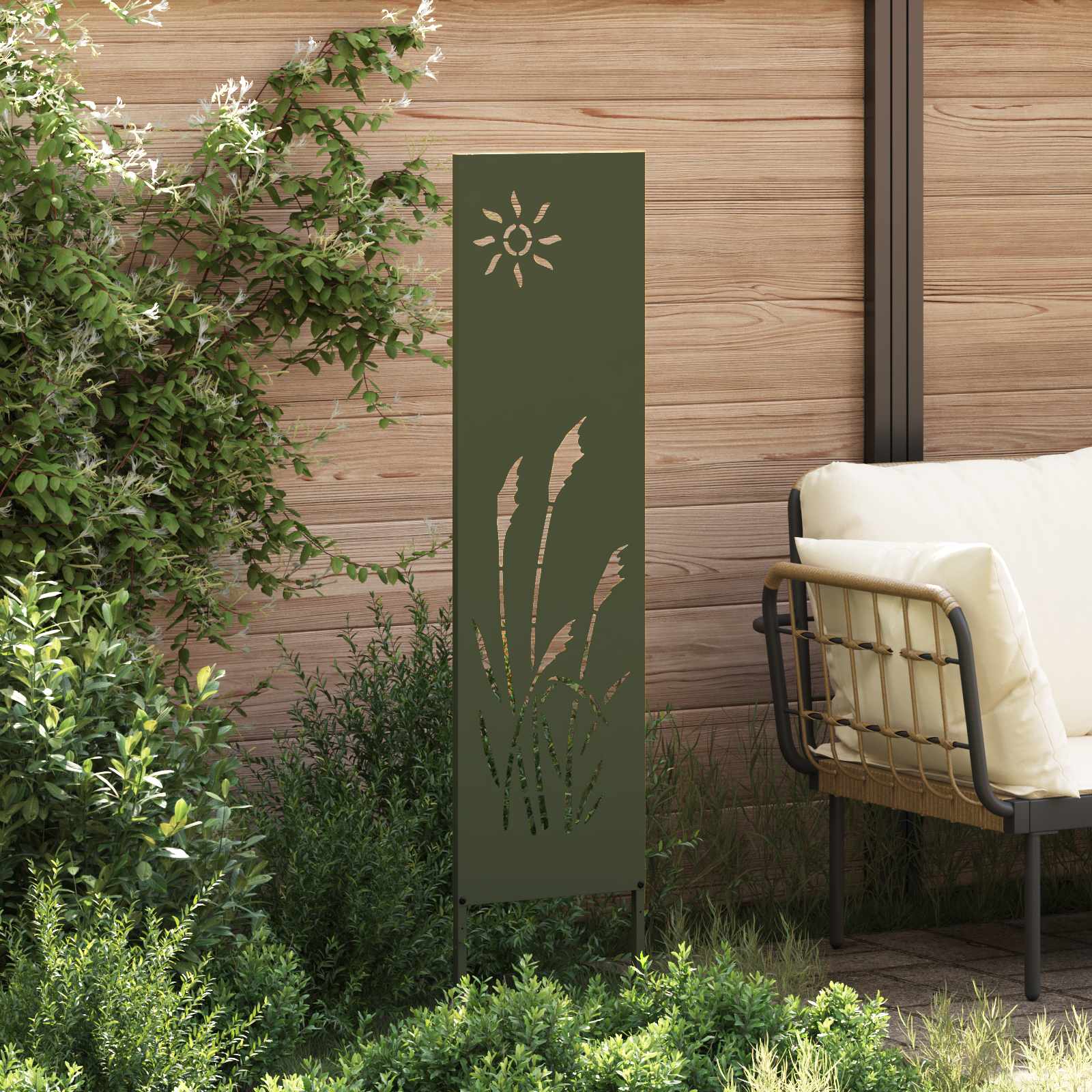 Vidaxl tuin privacy screen olijfgroen 32 x 140 cm koudgewalst staal