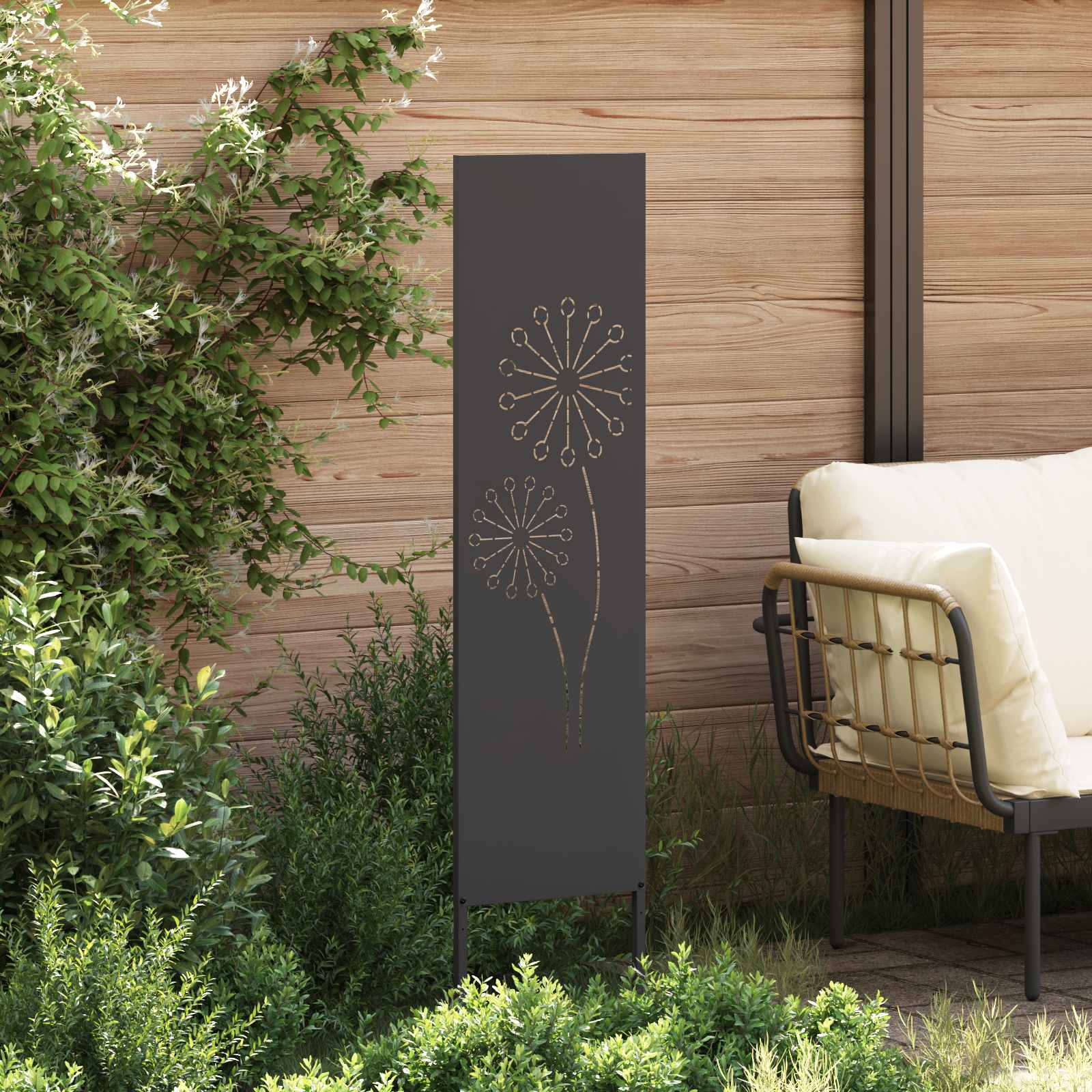 Vidaxl tuin privacy screen zwart 32 x 140 cm koudgewalst staal