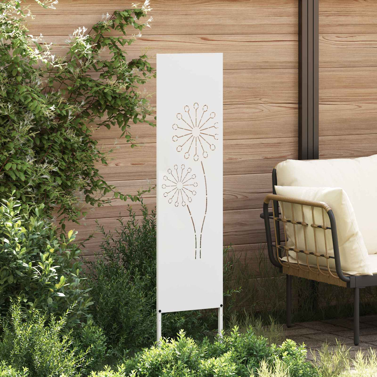 Vidaxl tuin privacy screen fretwerk wit 32 x 140 cm koudgewalst staal