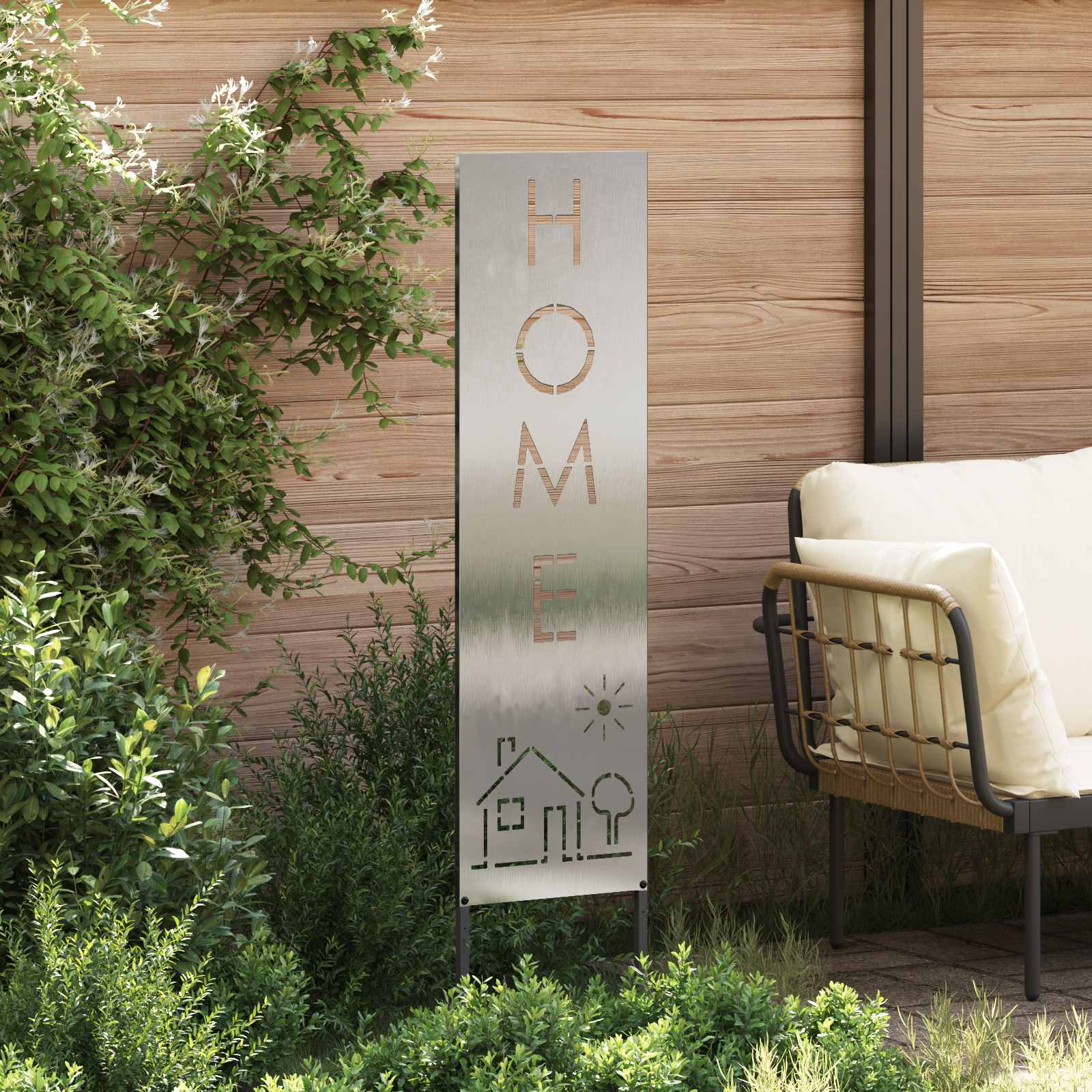 Vidaxl tuin privacy screen fretwerk zilver 32 x 140 cm roestvrij staal