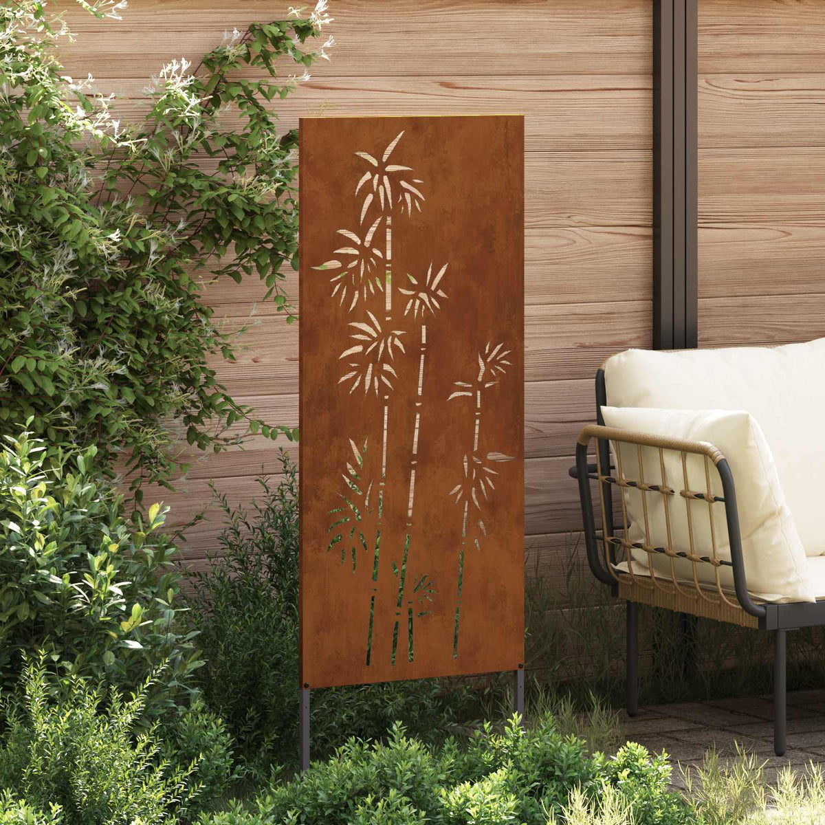 Vidaxl tuin privacy screen bloemen roestig 50 x 140 cm weervast staal