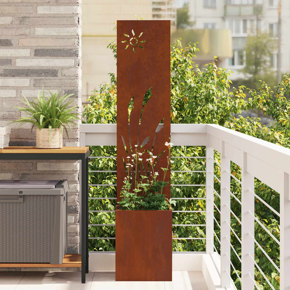 Vidaxl tuin privacy screen roestig 32 x 32 x 150 cm cortenstaal
