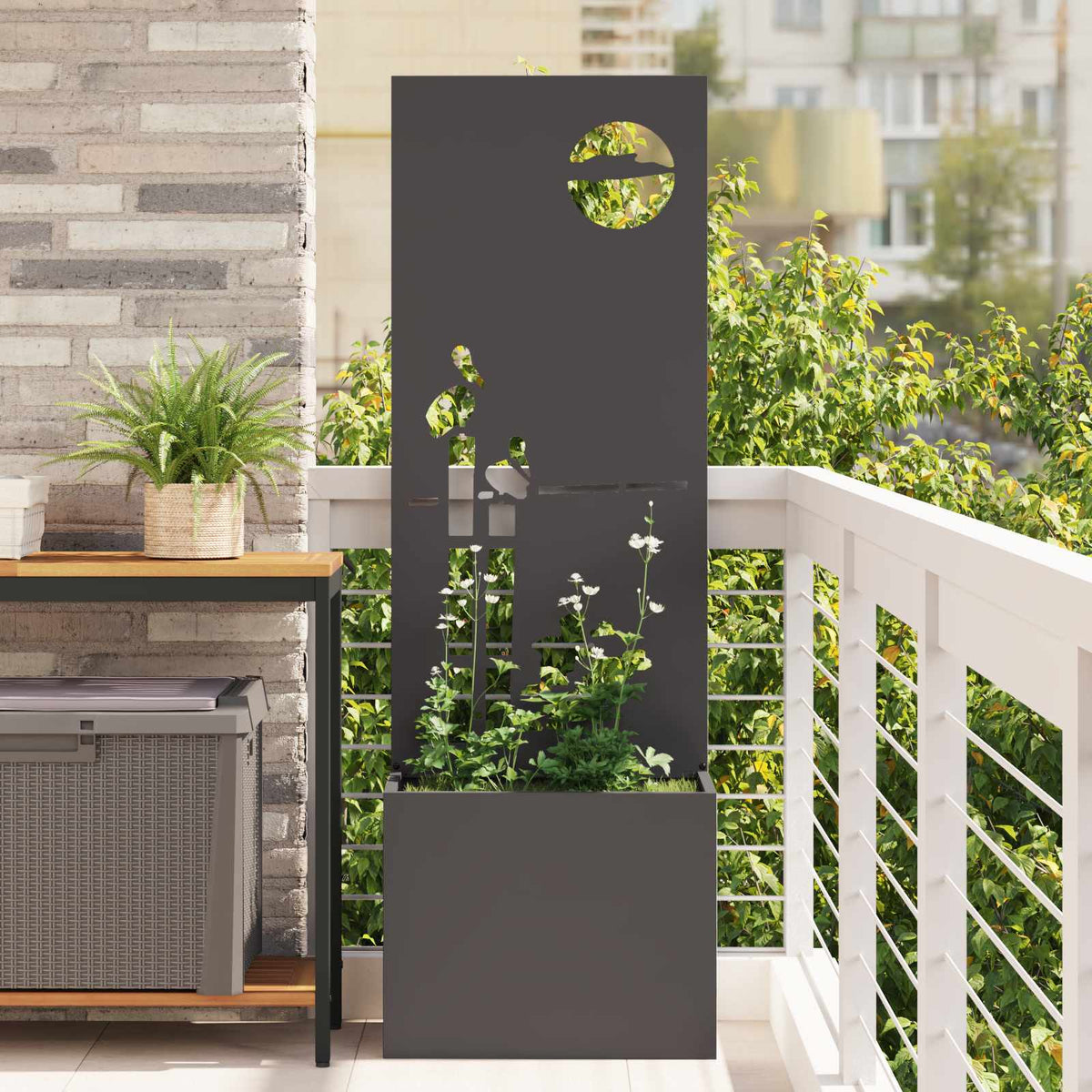 Vidaxl tuin privacy screen zwart 50 x 32 x 150 cm koudgewalst staal