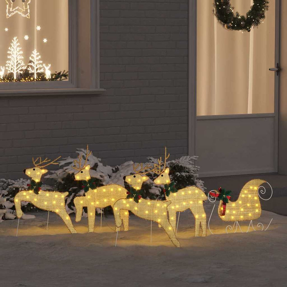 Vidaxl led rendieren 5 st goud 43 x 18 x 66 cm stof