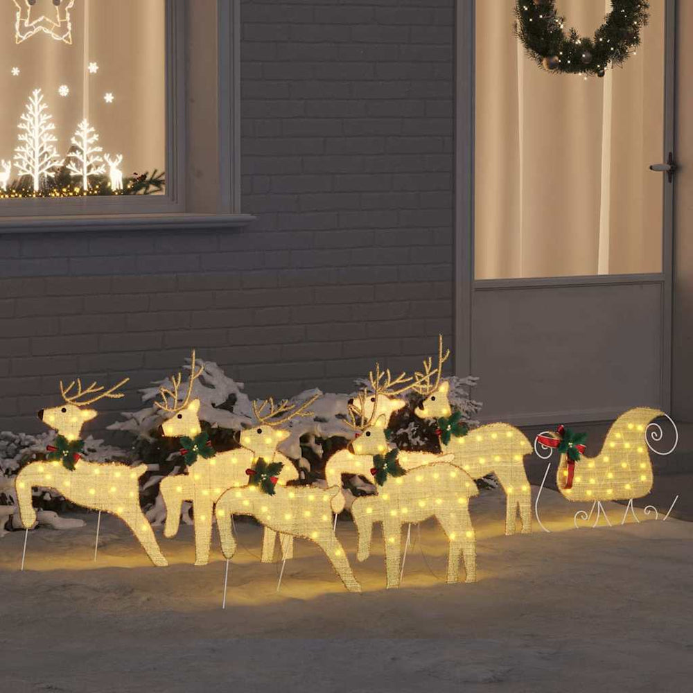 Vidaxl led rendieren 7 st goud 43 x 18 x 66 cm stof