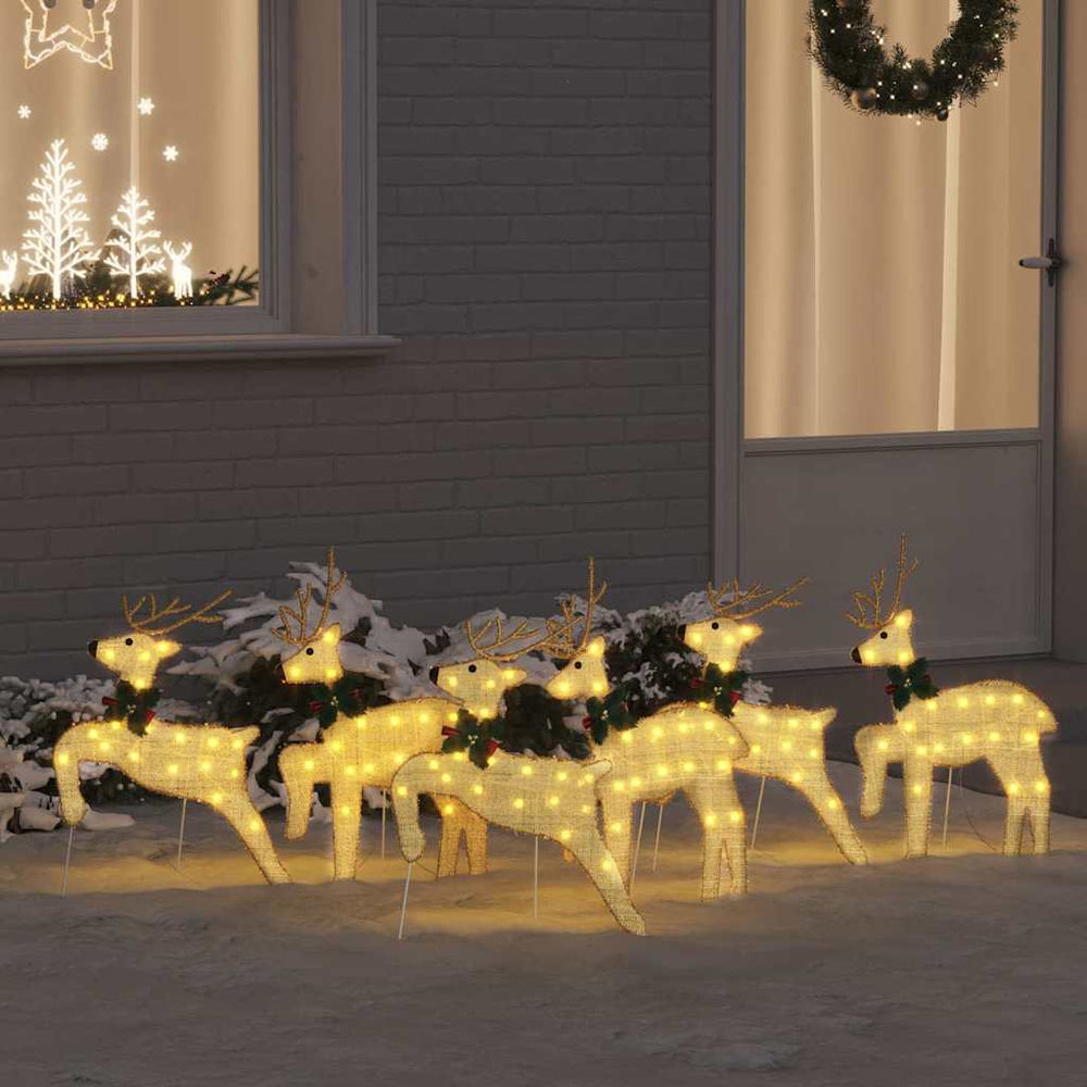 Vidaxl led rendieren 6 st goud 45 x 19 x 65 cm stof