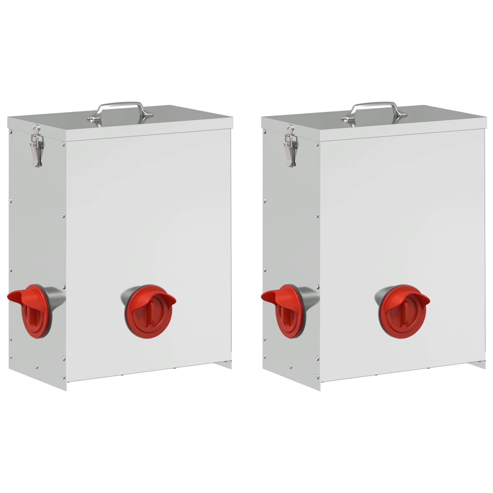 Vidaxl kip voerbak 2 zilver 32,5 x 20,5 x 43 cm 25 kg