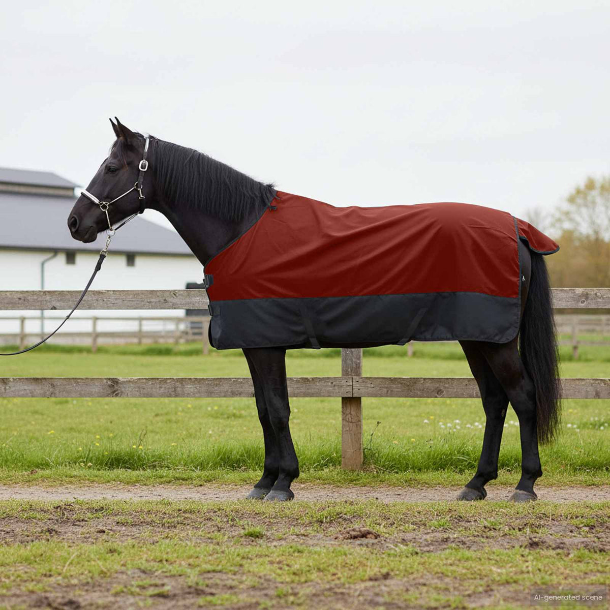 Vidaxl paardendeken bordeaux en zwart 85 cm polyester