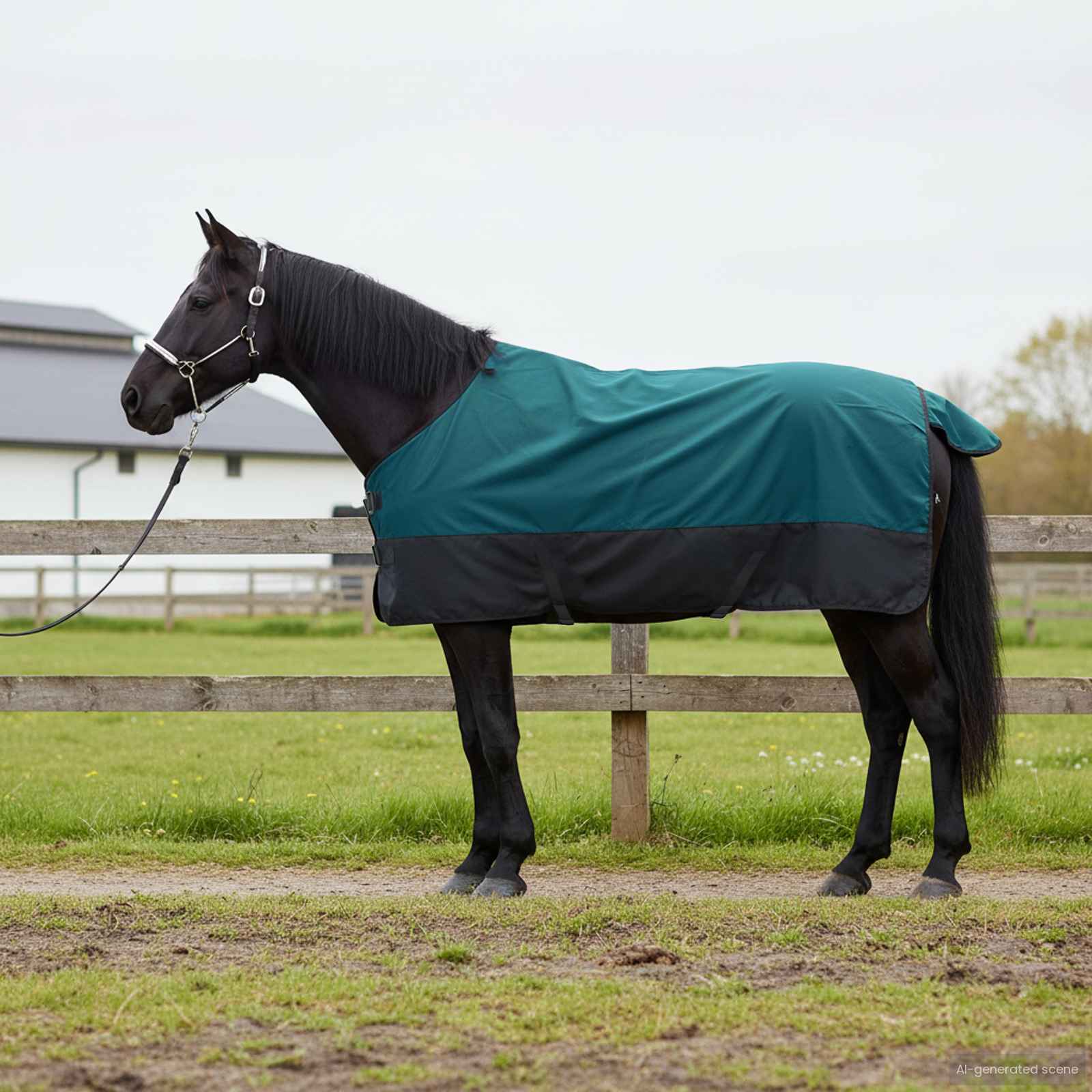 Vidaxl paardendeken donkergroen en zwart 115 cm polyester