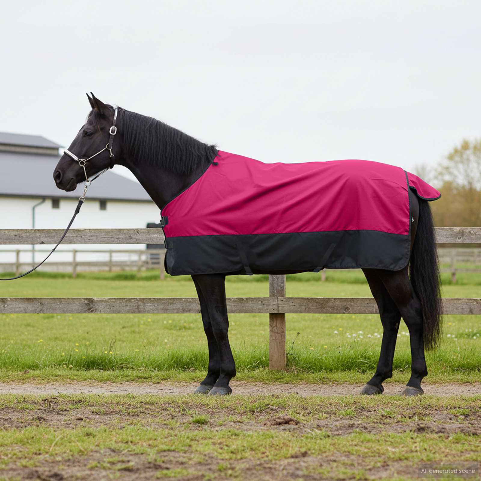 Vidaxl paardendeken roze en zwart 115 cm polyester