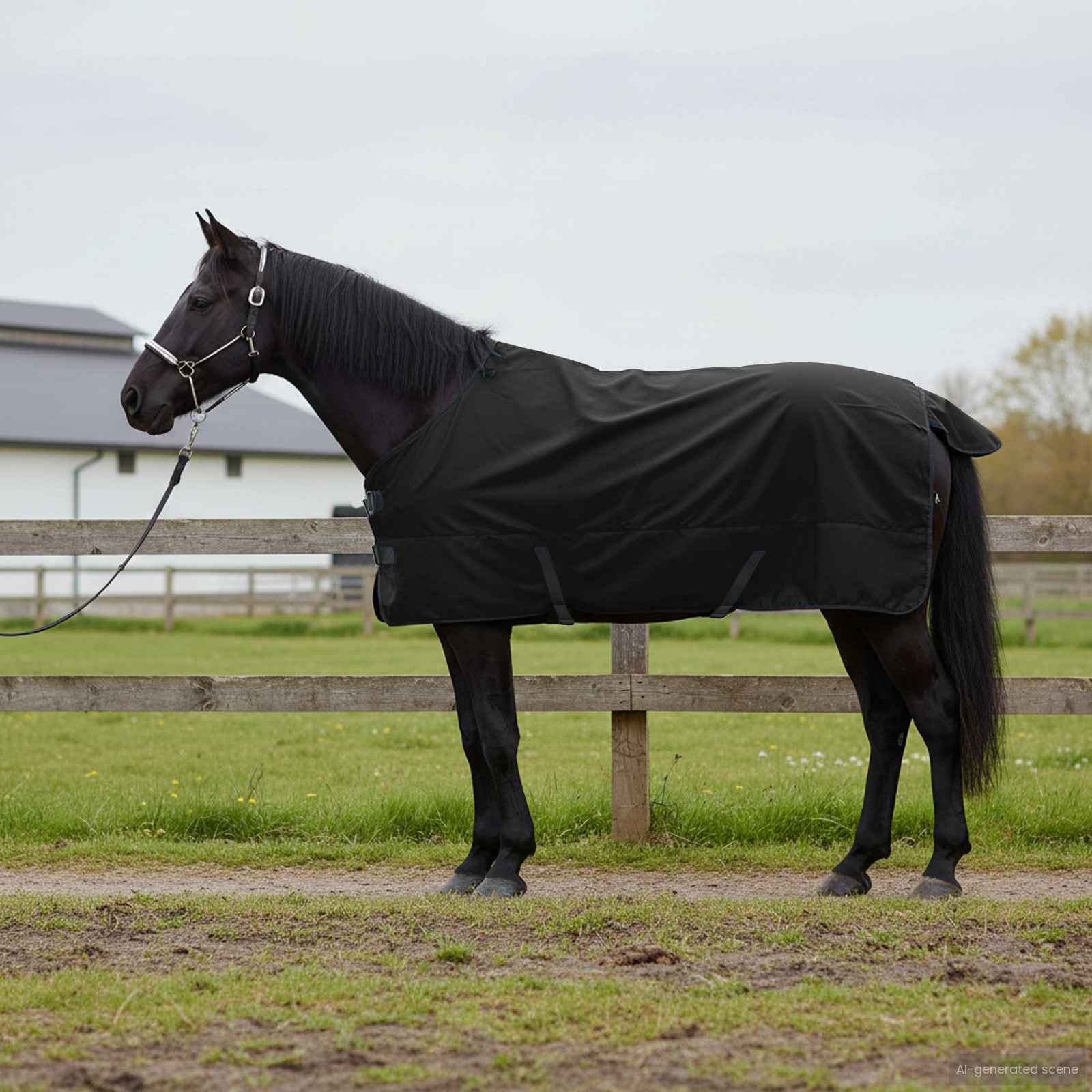 Vidaxl paardendeken volledig zwart 105 cm polyester