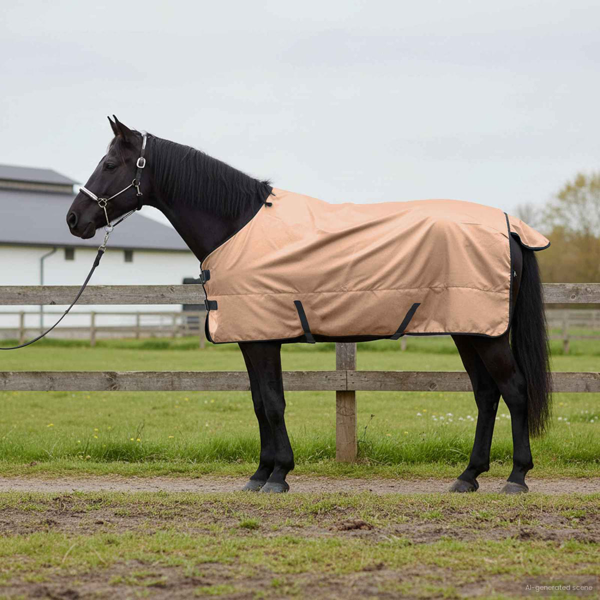 Vidaxl paardendeken cappuccino 145 cm polyester