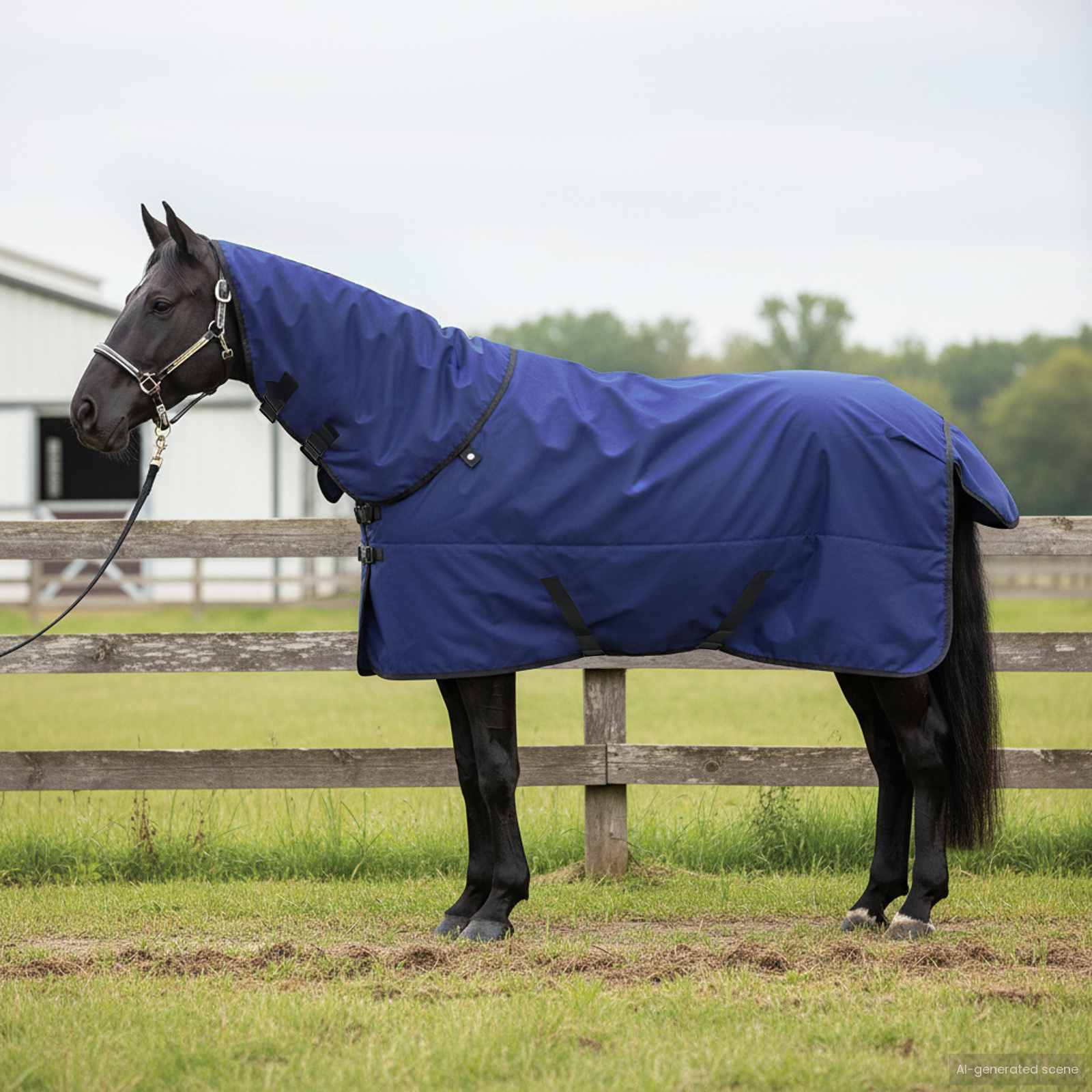 Vidaxl paardendeken volle marineblauw 125 cm polyester