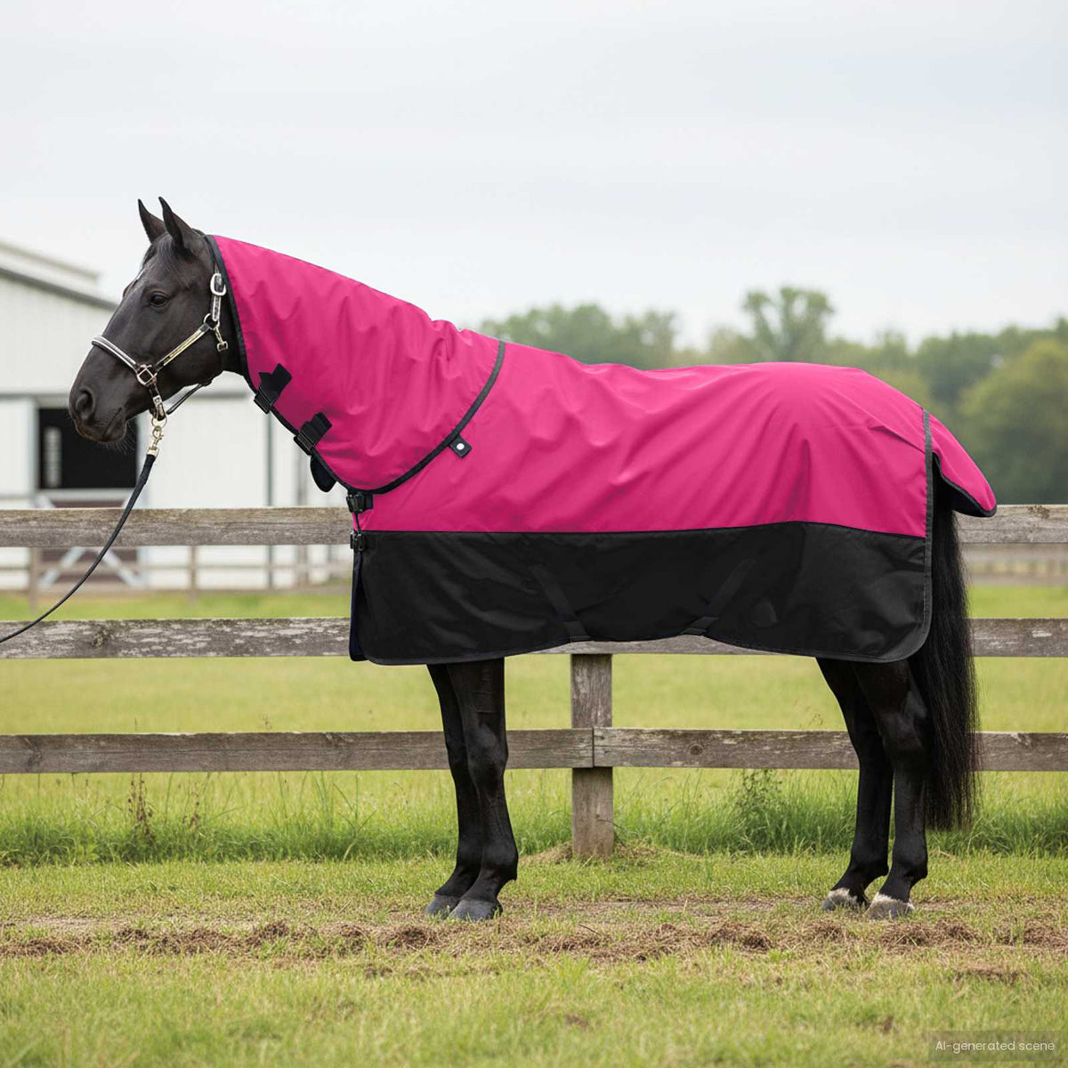 Vidaxl paardendeken roze en zwart 155 cm polyester