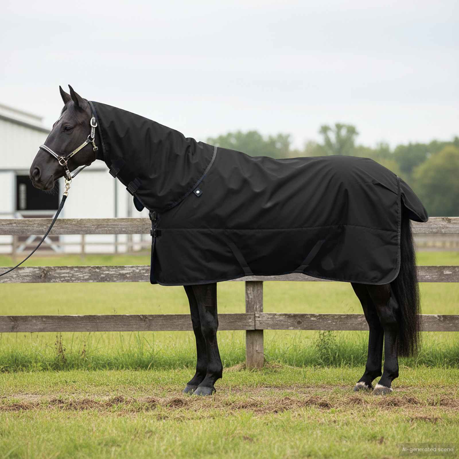 Vidaxl paardendeken volledig zwart 115 cm polyester