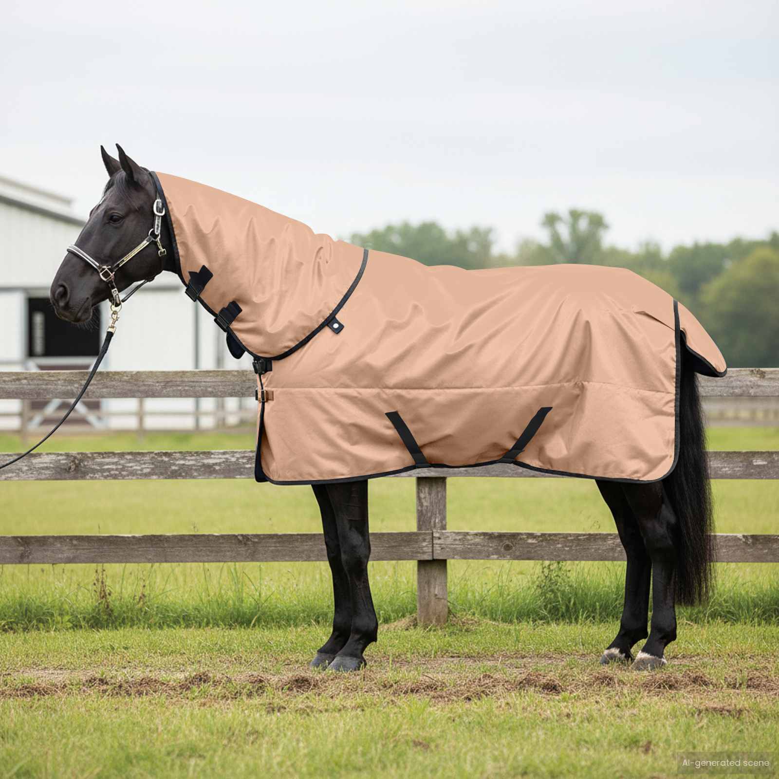 Vidaxl paardendeken cappuccino 115 cm polyester