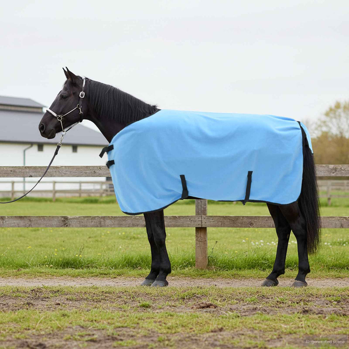 Vidaxl paardendeken volledige aqua 115 cm polyester fleece