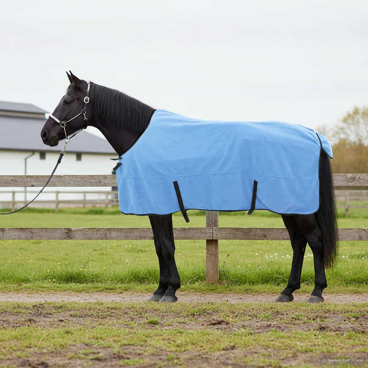 Vidaxl paardendeken volledige aqua 135 cm polyester fleece