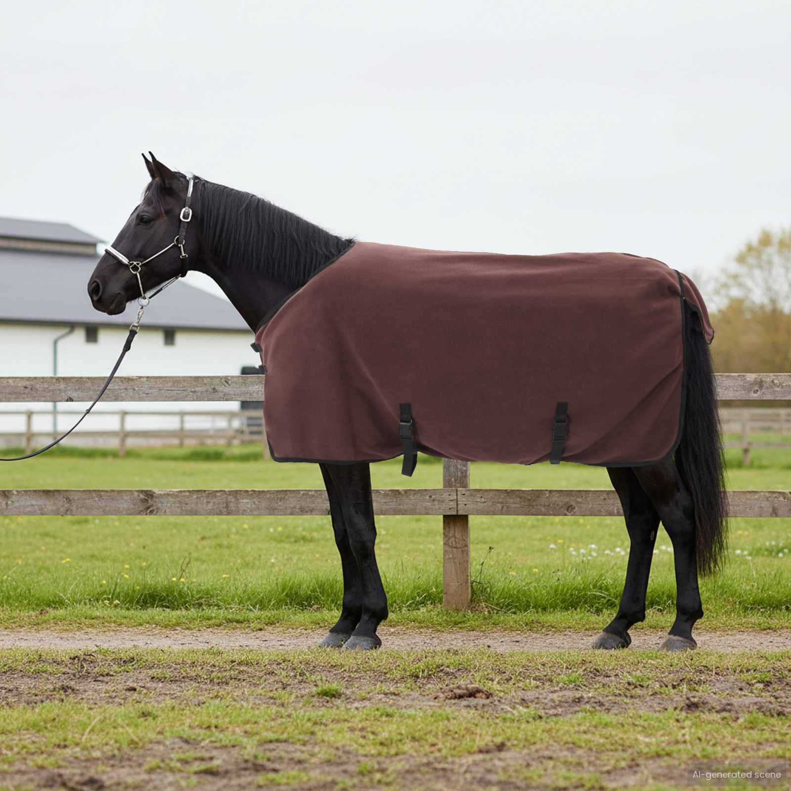 Vidaxl paardendeken volledig donkerbruin 105 cm polyester fleece