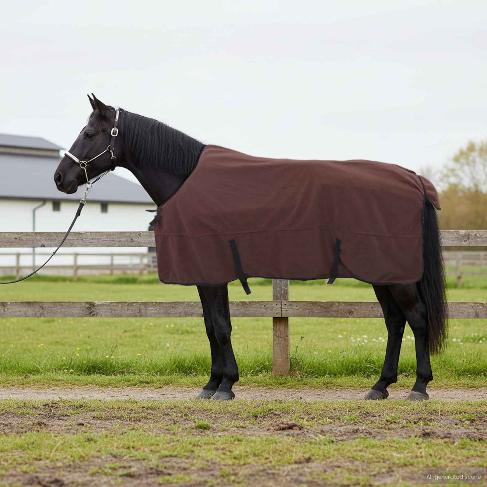 Vidaxl paardendeken volledig donkerbruin 155 cm polyester fleece