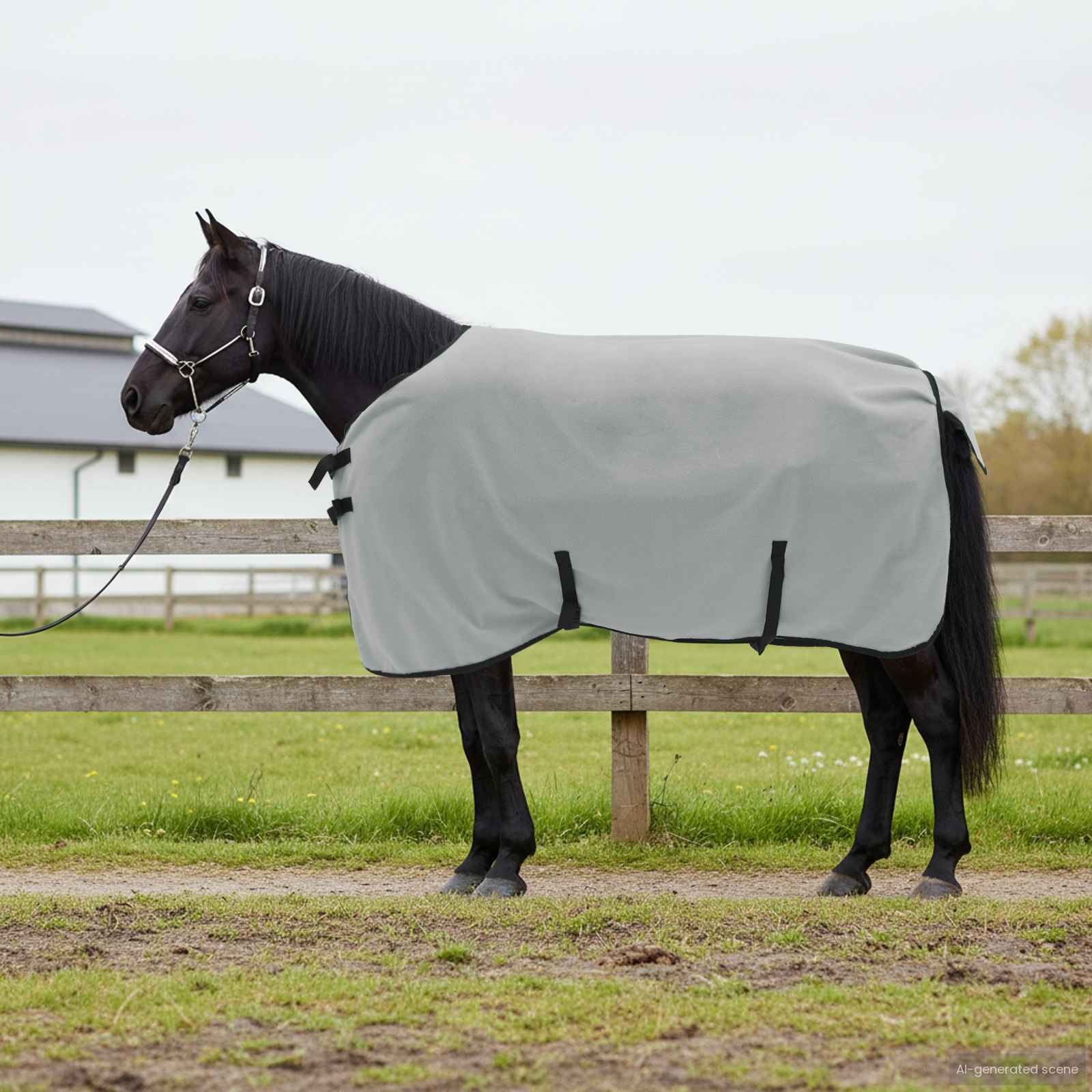 Vidaxl paardendeken volledig lichtgrijs en roze 95 cm polyester fleece